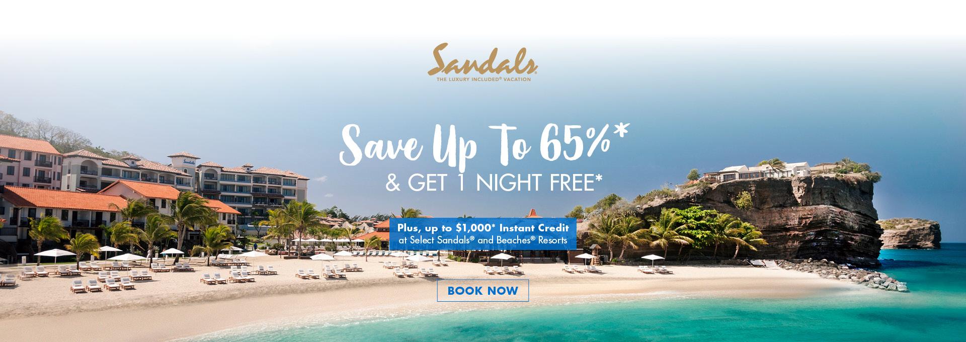 Save up to 65% at Sandals Resorts